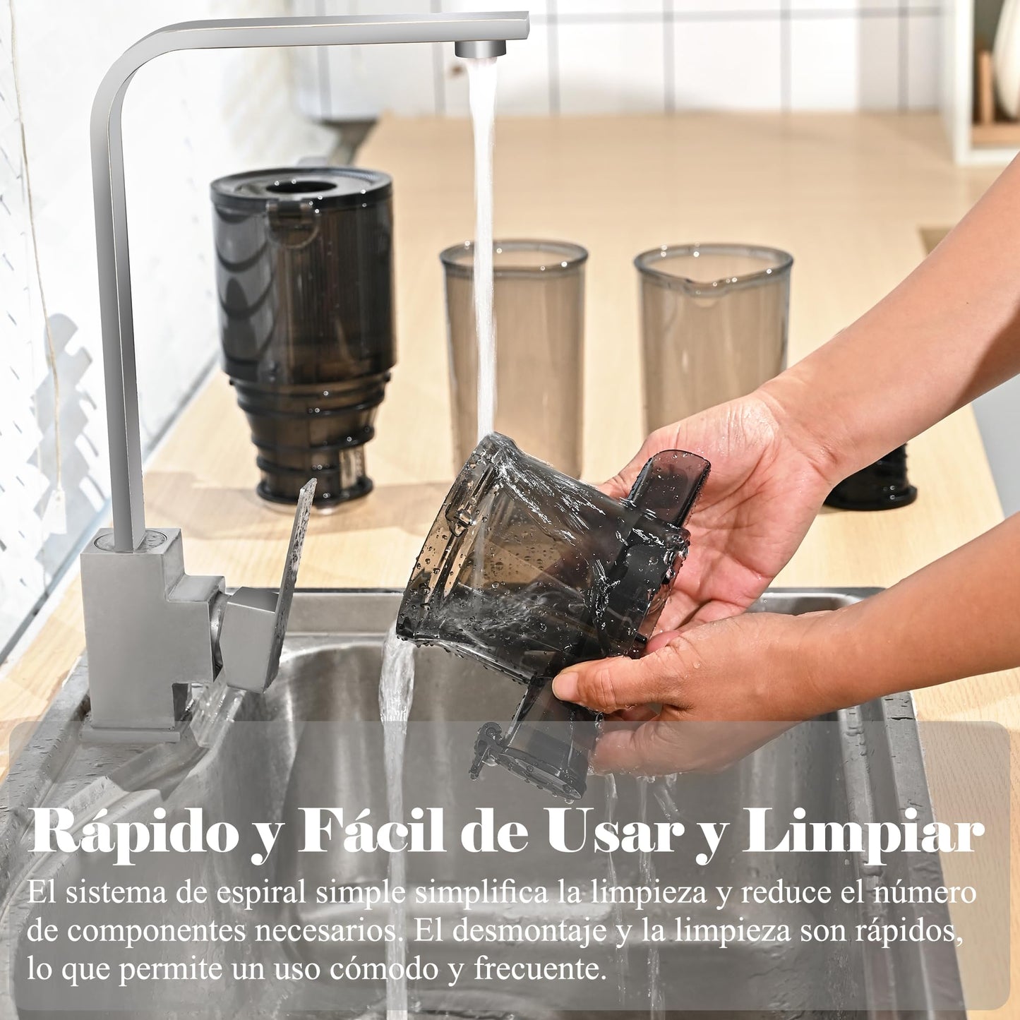 Fretta Extractor de Zumos (Licuadora Prensado en Frío), Apertura 108MM, 1L, 200W Slow Juicer, Fácil Limpieza, Negro