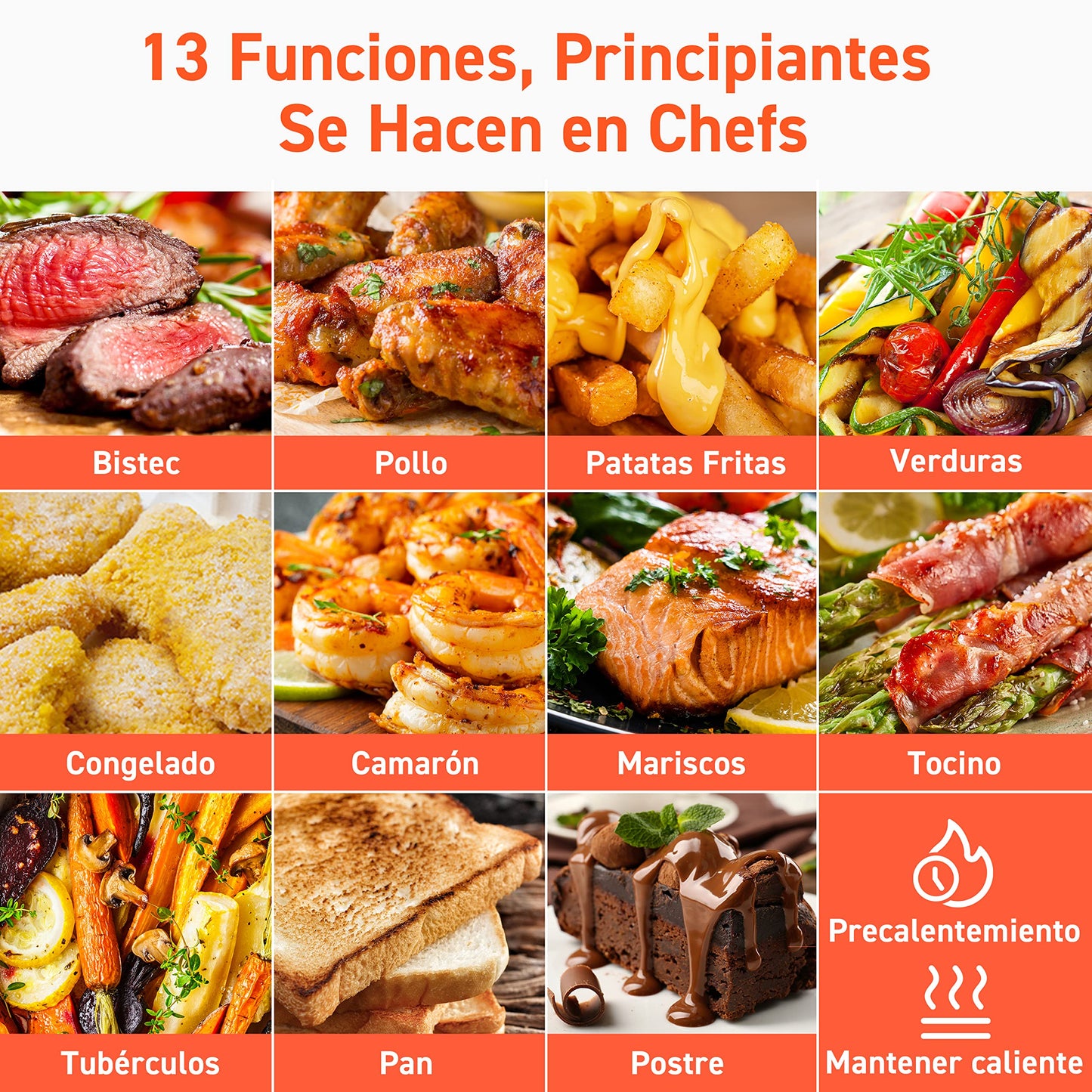 Cosori Freidora de Aire 5.5L, Interior Metรกlico, Calefacciรณn Uniforme, 100 Recetas, 1700W