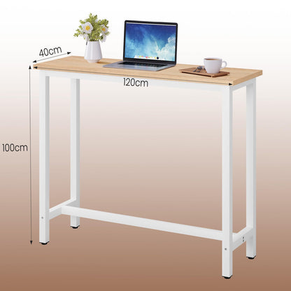 WOLTU Mesa de Bar/Bistro, Estructura Metálica, MDF, 120x40x100cm, Roble Brillante