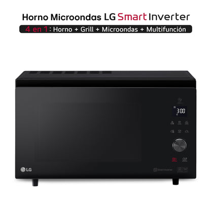 LG MJ3965BPS Horno Microondas 4 en 1, 39 Litros, 1100 W, Display Digital, Smart Inverter y EasyClean, Negro