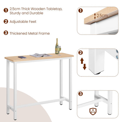 WOLTU Mesa de Bar/Bistro, Estructura Metálica, MDF, 120x40x100cm, Roble Brillante