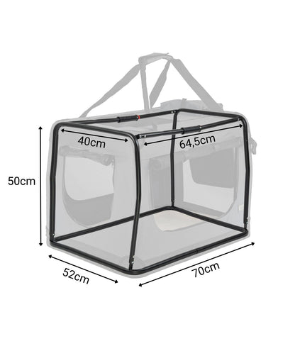lionto Transportín Plegable para Perros, Bolsa Transportín/Autobox, 70x52x50 cm (Talla L), Gris