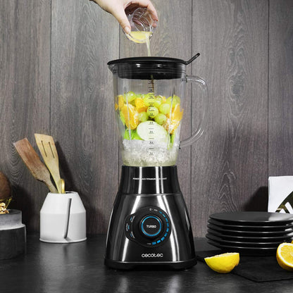 Cecotec Batidora de Vaso Power Black Titanium 2300MAX, 2300W, 1,5L, 5 Velocidades, Jarra Termorresistente