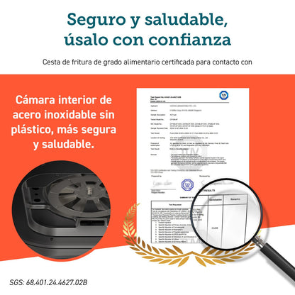 Cosori Freidora de Aire 5.5L, Interior Metálico, Calefacción Uniforme, 100 Recetas, 1700W