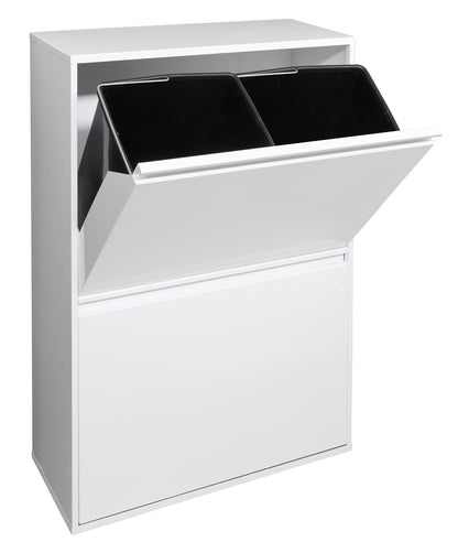 Arregui Cubo de Basura y Reciclaje de Acero, 4 Compartimentos (4x17 L / 68 L Total), para Cocina/Casa/Oficina, Blanco
