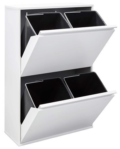 Arregui Cubo de Basura y Reciclaje de Acero, 4 Compartimentos (4x17 L / 68 L Total), para Cocina/Casa/Oficina, Blanco