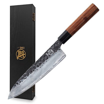 MITSUMOTO SAKARI Cuchillo Gyuto (20 cm), Japonés, Acero Alto Carbono, Forjado a Mano