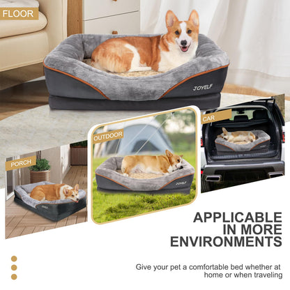 JOYELF Cama Mediana para Perros, Espuma Viscoelástica, Ortopédica y Sofá, Funda Extraíble Lavable, Incluye Juguete Chirriador
