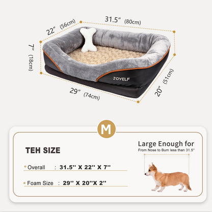 JOYELF Cama Mediana para Perros, Espuma Viscoelástica, Ortopédica y Sofá, Funda Extraíble Lavable, Incluye Juguete Chirriador