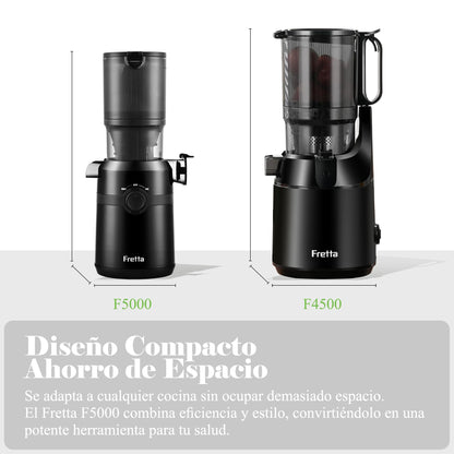 Fretta Extractor de Zumos (Licuadora Prensado en Frío), Apertura 108MM, 1L, 200W Slow Juicer, Fácil Limpieza, Negro