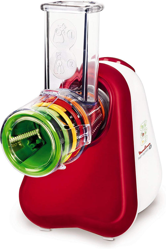 Moulinex Fresh Express Plus Rallador, 5 Funciones, 200W, 1 dB, Metal, Rojo/Blanco