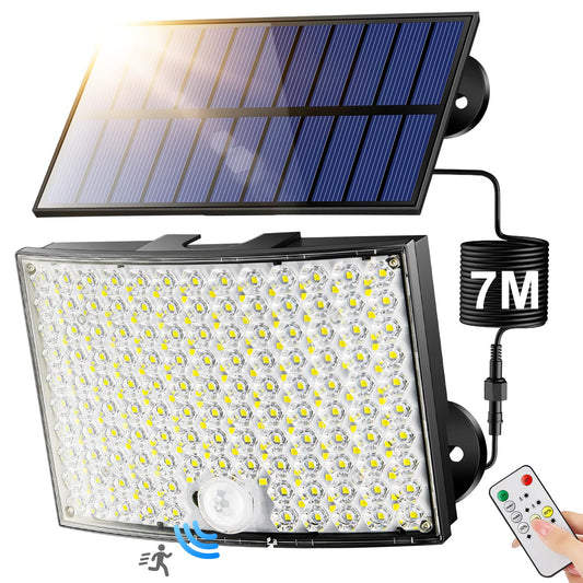 COOLNIGHT Focos Solares Led Exterior, 268 LED, 5 Modos, Control Remoto, IP65, Sensor de Movimiento
