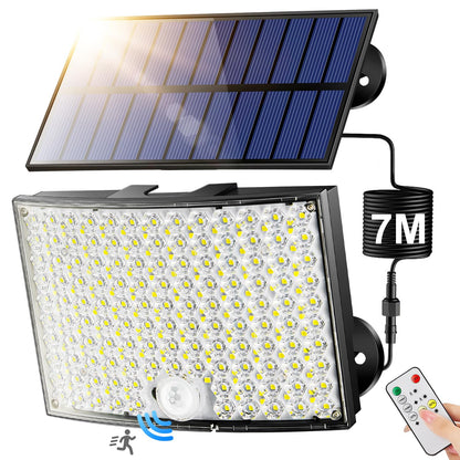 COOLNIGHT Focos Solares Led Exterior, 268 LED, 5 Modos, Control Remoto, IP65, Sensor de Movimiento