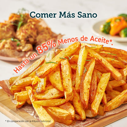 Cosori Freidora de Aire 5.5L, Interior Metálico, Calefacción Uniforme, 100 Recetas, 1700W