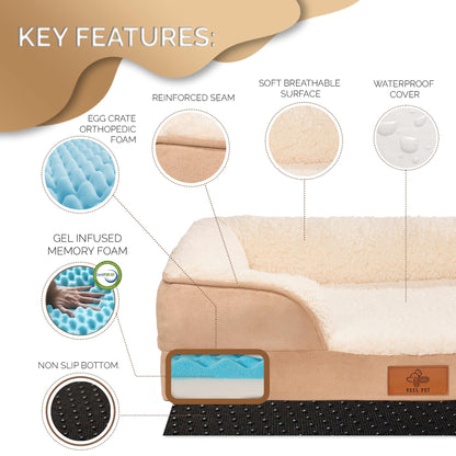 VEEL PET Cama Perro Pequeño, Espuma Memory Foam Viscoelástica, Ortopédica, Lavable, Funda Impermeable, Small