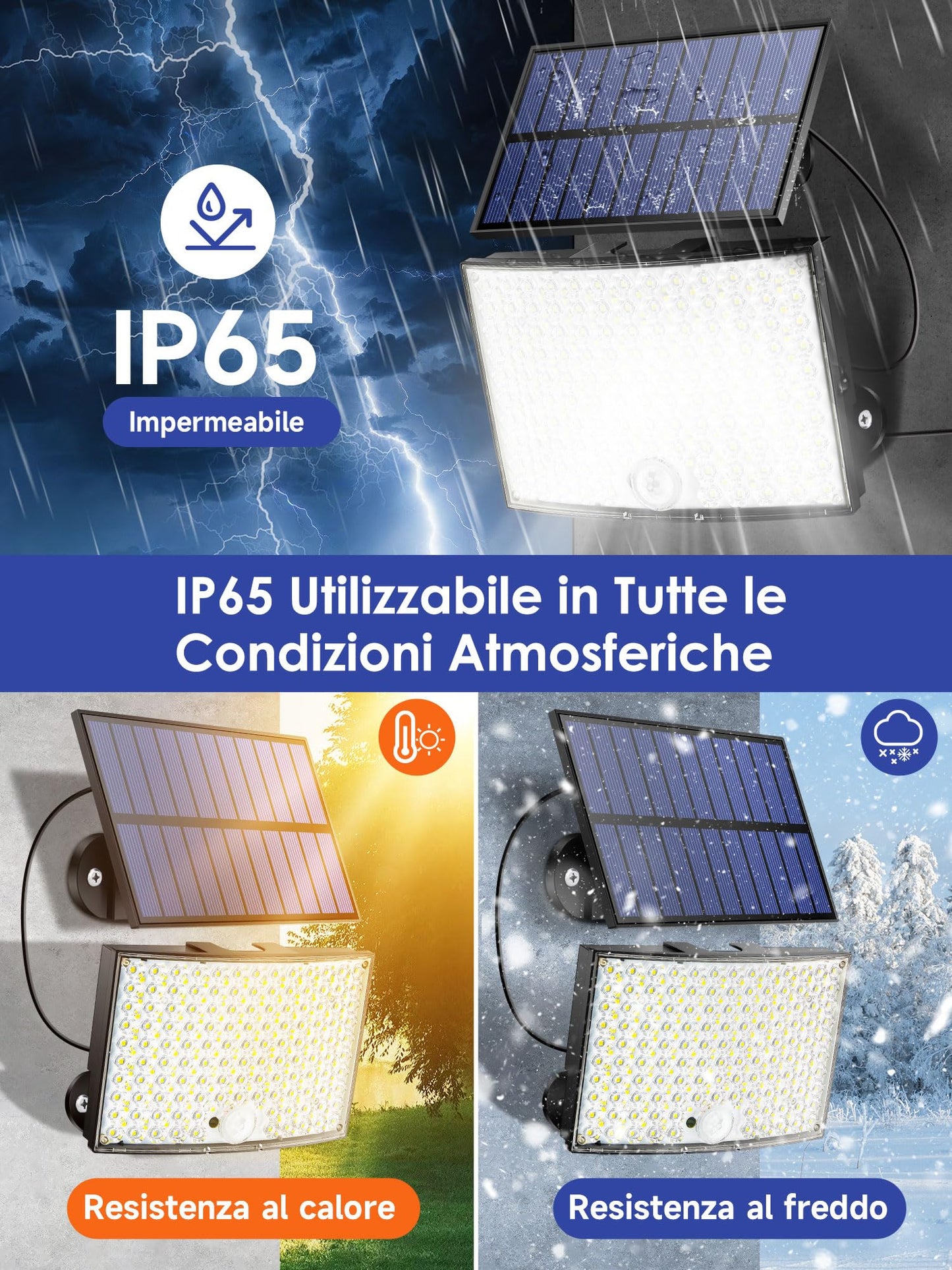COOLNIGHT Focos Solares Led Exterior, 268 LED, 5 Modos, Control Remoto, IP65, Sensor de Movimiento