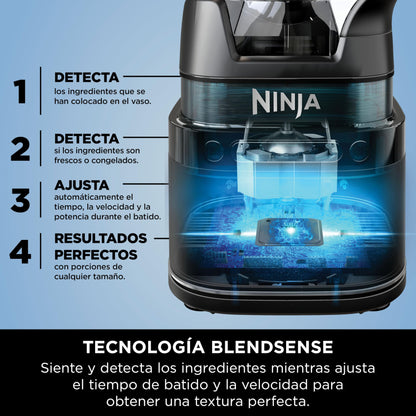 Ninja Detect Power Pro Batidora de Vaso (1200W), Jarra 2 L (1900 ml Máx.), para Smoothies, Picar Verduras y Bebidas Congeladas, Negro, TB201EU