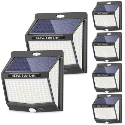 SEZAC Luz Solar Exterior (6 Paq.), 3 Modos, 270°, Sensor de Movimiento, IP65