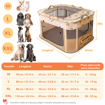 ALLSOPETS Parque/Recinto Plegable para Perros/Gatos, Portátil (Interior/Exterior/Viajes), XL