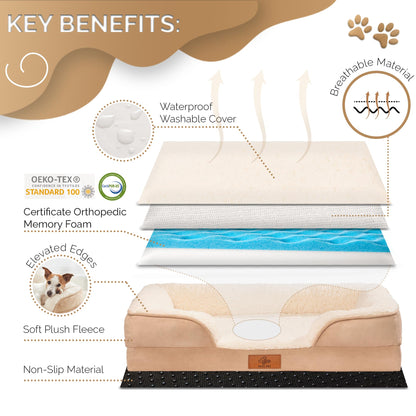 VEEL PET Cama Perro Pequeño, Espuma Memory Foam Viscoelástica, Ortopédica, Lavable, Funda Impermeable, Small