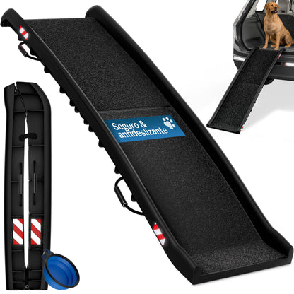 CADOCA® Rampa para Perros Coche, Plegable, 156x40cm, 90 KG Capacidad, Ligera, Antideslizante